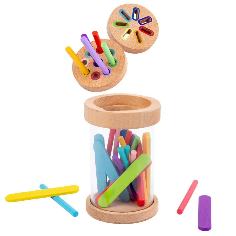 Montessori Wooden Color Sorting Toys Shape Matching Sensory Toys Preschool Learning Activities for Toddlers 1-3