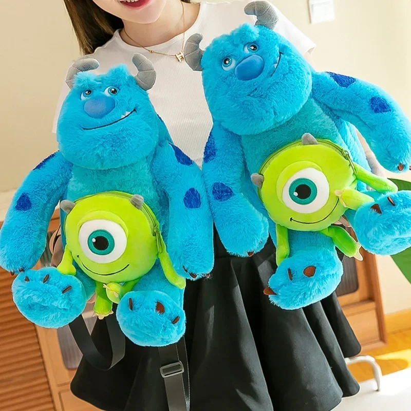 Disney Monsters Inc Plush Backpacks Anime Figure James P. Sullivan Mike Wazowski Cosplay Plush Toy Throw Pillow Backpack Gifts