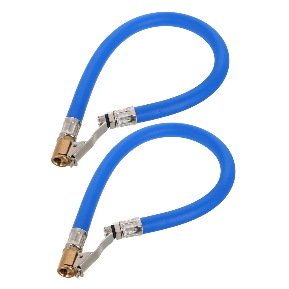 

2pcs Tire Inflator Hose Kit Blue Rubber For Car Motorcycle Bike Air Pump Female Head Hose Replacement Repair Tool