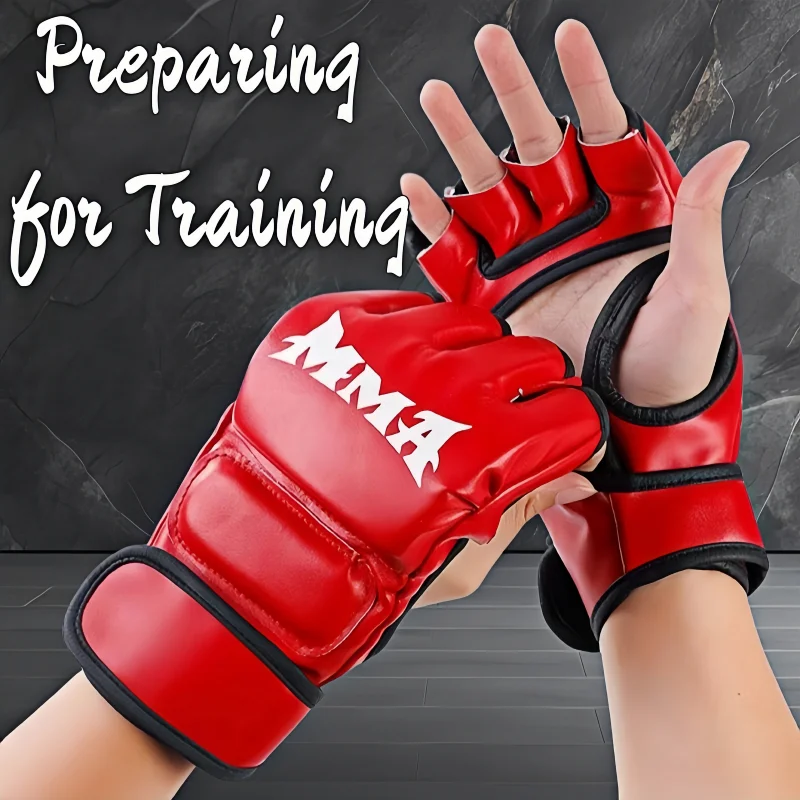 Professional Boxing Training Gloves Half Finger Leather Cushion for Adult Sanda Boxing UFC Training Sandbag Knuckles