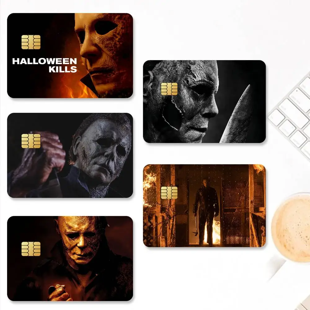 فيلم الهالوين يقتل مايكل مايرز ملصقات بطاقة الائتمان الجلد لحافلة البنك مترو 4 قطع غطاء فيلم هدية #4