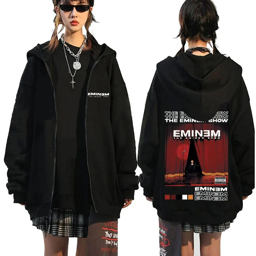 

Rapper Eminem The Eminem Show Zipper Hoodie Men Women Fashion Vintage Hip Hop Zip Up Jacket Men's Oversized Zip Up Sweatshirt