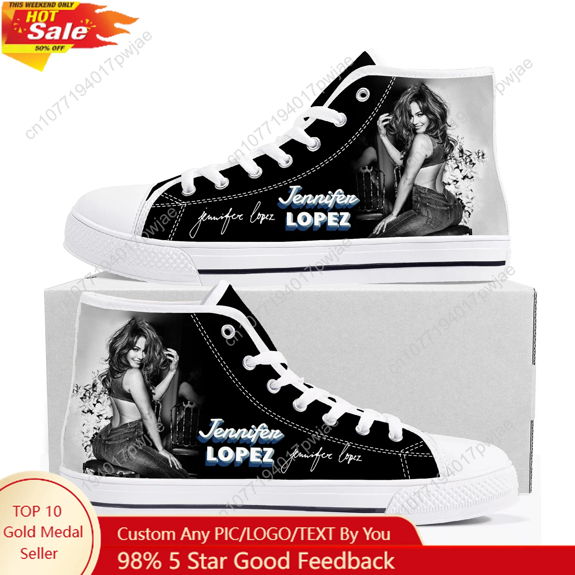 

Jennifer Lopez Hip hop Singer High Top High Quality Sneakers Mens Womens Lightweight Canvas Sneaker Ghana Casual Custom Shoes