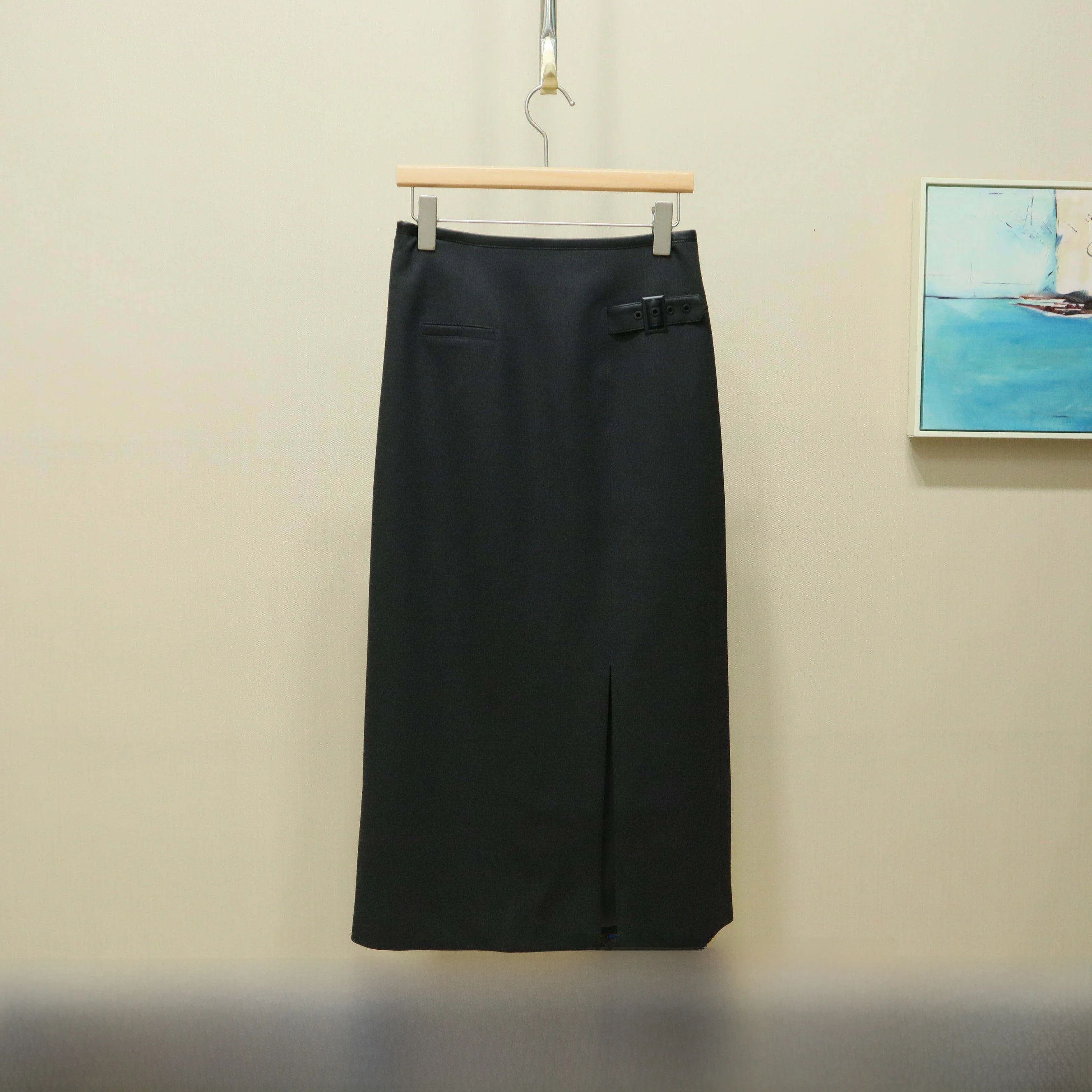 

Новая зимняя женская юбка с высокой талией и передним разрезом, повседневная модная юбка из полиэстера, вискозы и спандекса, прямого H-образного кроя