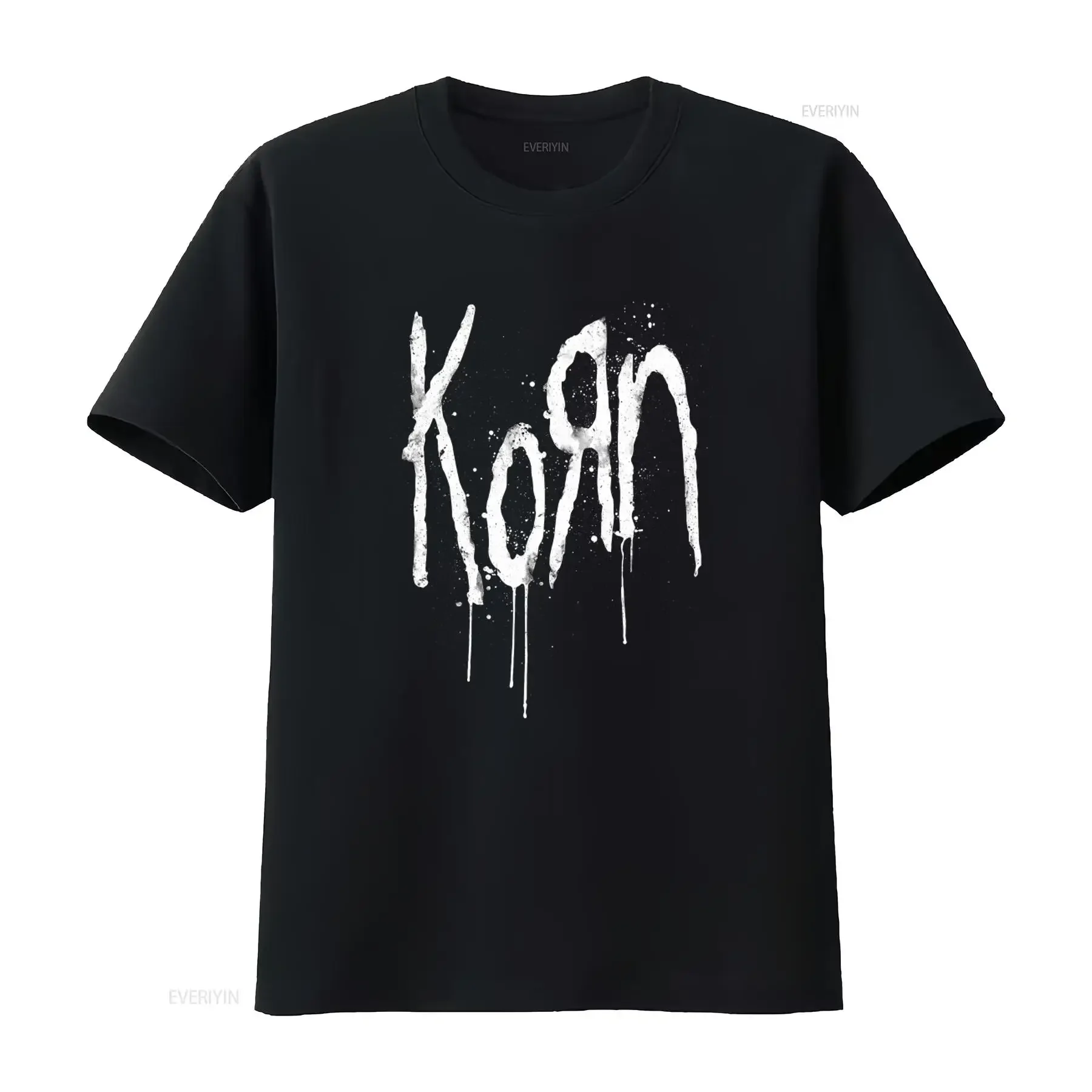 Offizielles Korn Splatter Design T-Shirt für Herren, Rockband, Vintage-Stil, gewaschenes Herren-Top für den Alltag, atmungsaktiv, weich, stilvoll