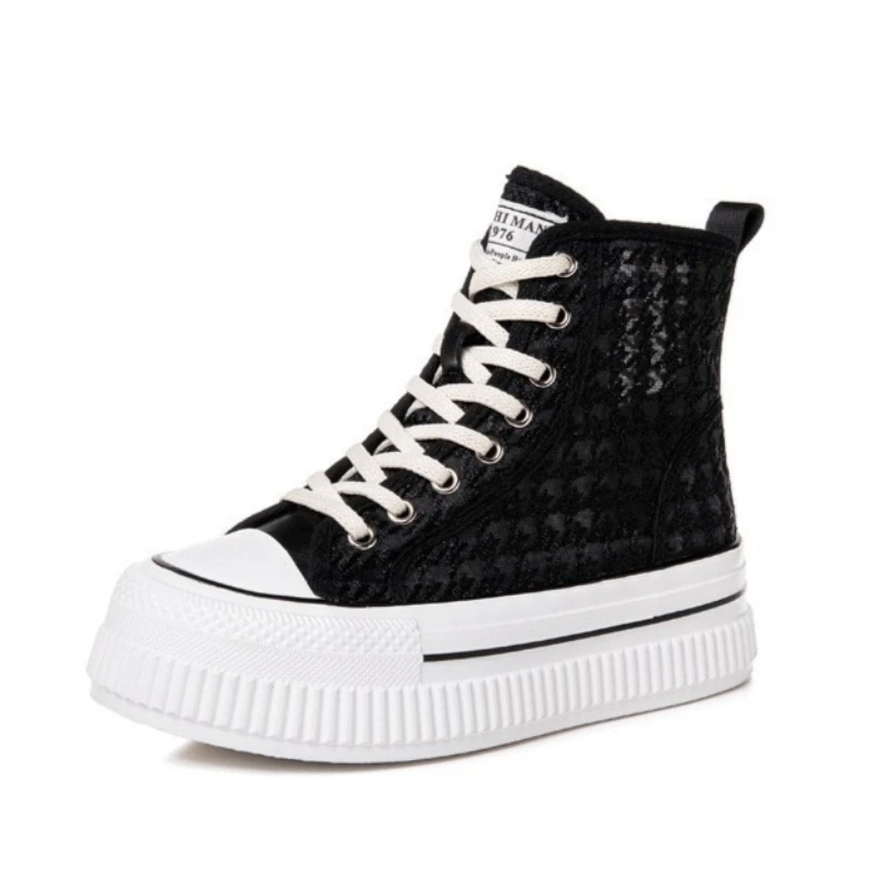 

2026 Women's High Top Sneakers Summer New Soft Sole Mesh Ladies Small White Shoes Lightweight Board Shoes