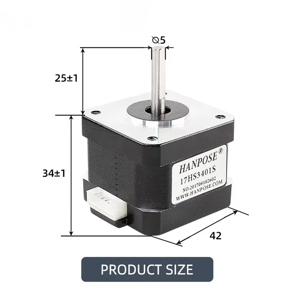 1pcs Free Shipping Captive 17HS3401S Motor Micro 34mm 1.3A 28Ncm 4-Lead for DIY 3D Printer CNC Stepper Motor Nema17
