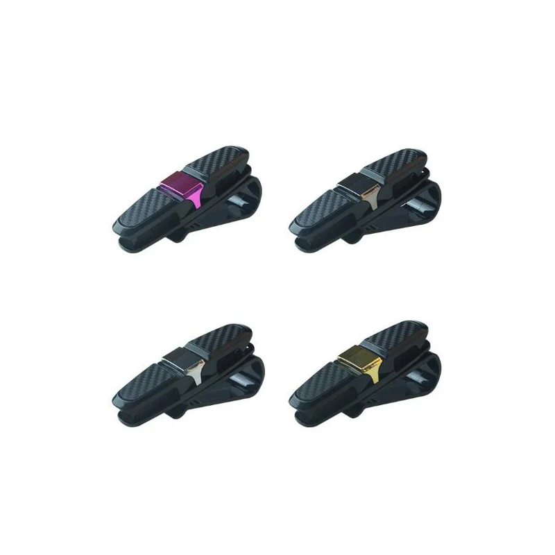 إطار نظارات شمسية للسيارة من ألياف الكربون ، مشبك نظارات ، متعدد الوظائف في السيارة بطاقة صندوق عين إبداعية ، مشبك برأسين على متنها