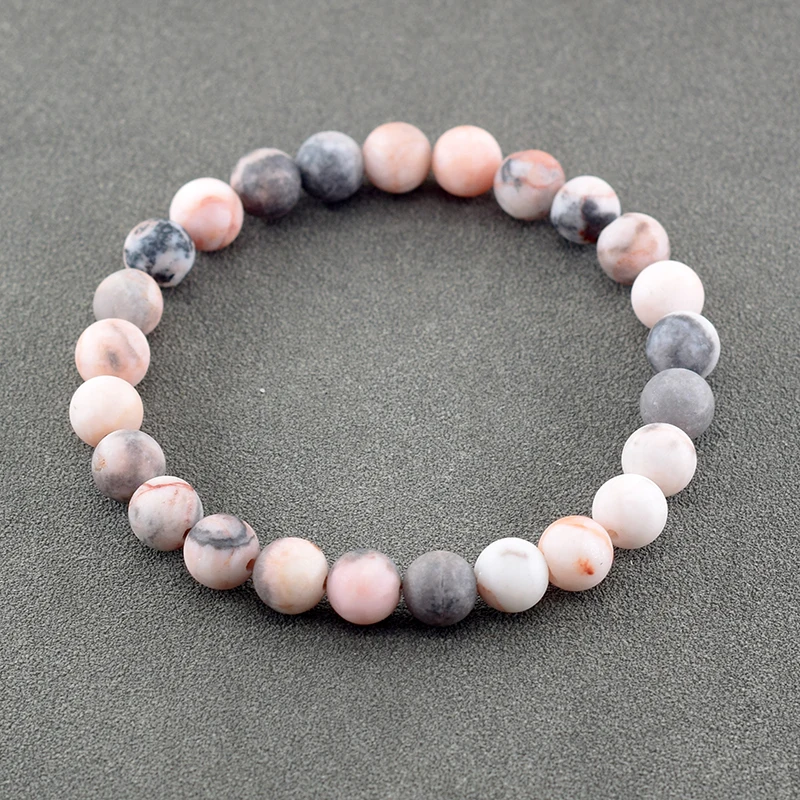 Froster Natural Pink Zebra Stone Bracelet Women Energy Jasper Bracelet Jewelry Male Bangles Yoga Healing Essential Oil Diffuser