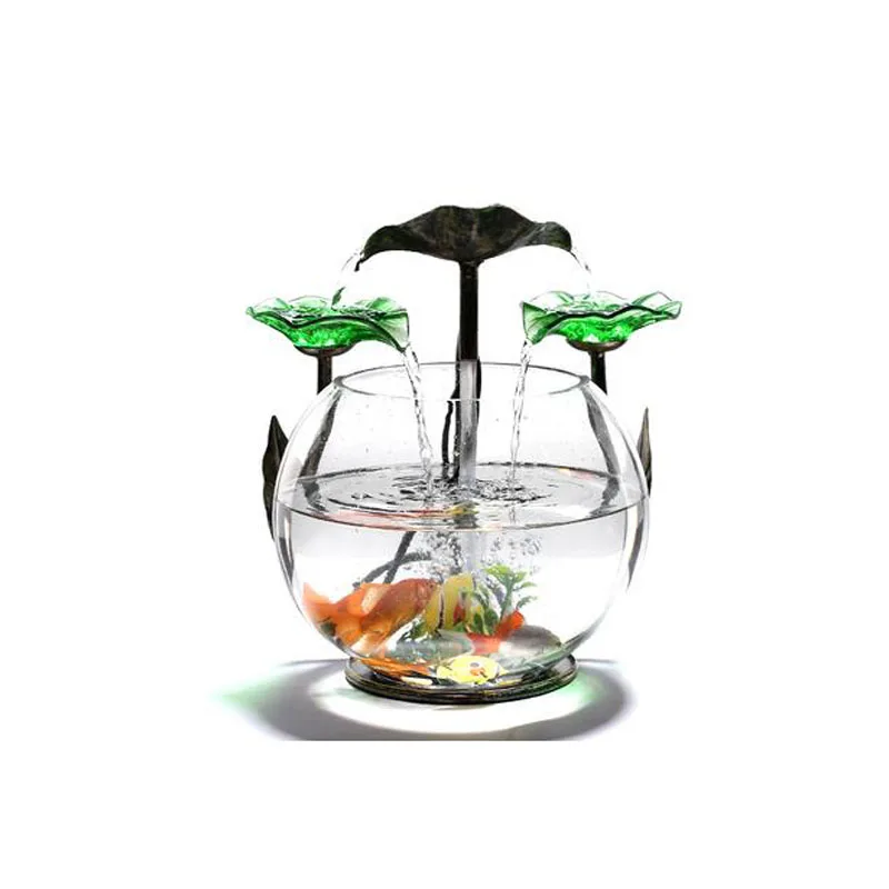 Crystal ceramic Water Fountain home table Top decorative Feng shui Waterfall garden ornaments glass fish tank