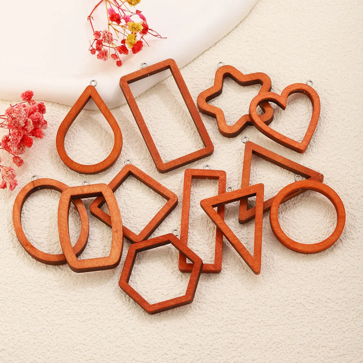10PCS Triangle Rectangle Wood Geometric Charms for Earrings Bracelets Connectors Findings DIY UV Resin Decoration Jewelry Making view 4