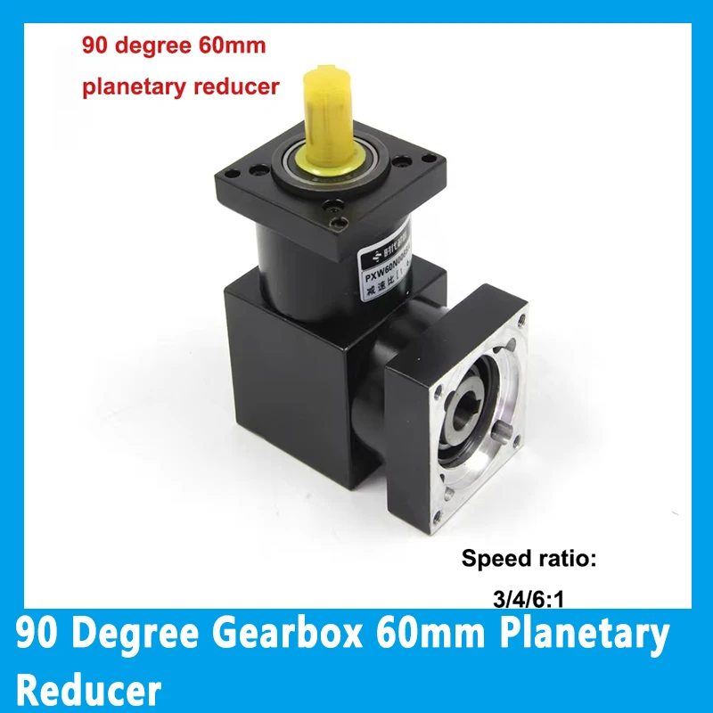 90 Degree Gearbox 60mm Planetary Reducer for Stepper Brushless DC motor Speed Ratio 3:1 4: 1 6: 1