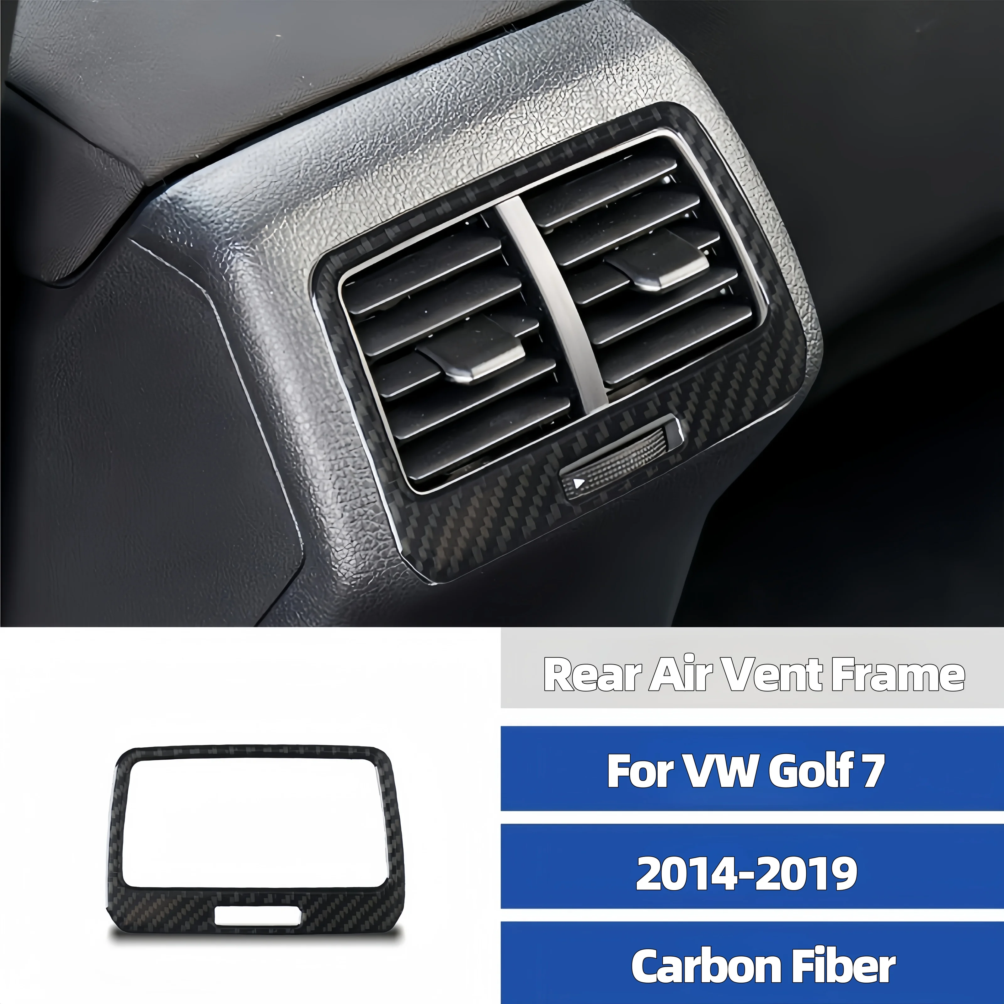 

For VW Golf 7 GTI Mk7 2014-2019 Carbon Fiber Car Rear Air Conditioning Vent Frame Trim Cover Decorative Sticker Auto Accessoires
