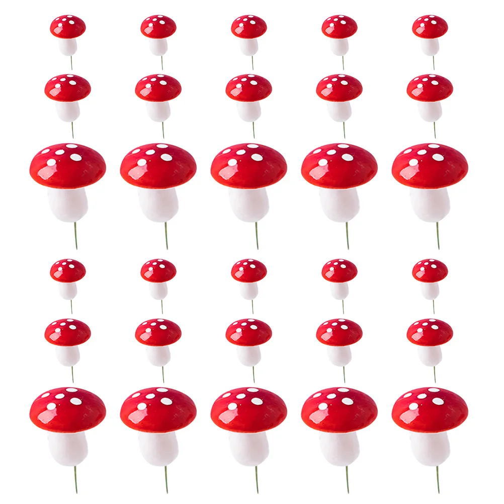 

30 Pcs Mushroom Cake Toppers Foam Dessert Insert Artificial Decorations Cupcake Picks DIY