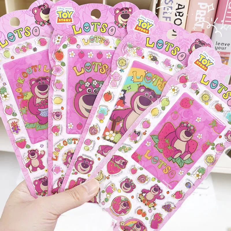 Disney Toy Story Lotsohuggin Bear Kawaii 3D Three-Dimensional Golden Edge Jelly Texture Resin Sticker Guuka Material Girl's Gift