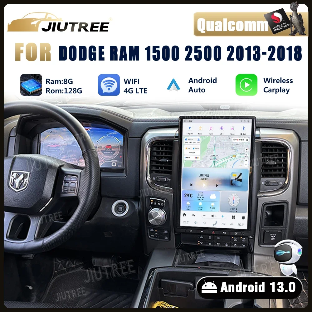 14.4‘’ Car Radio Screen Android AUTO For Dodge Ram 2013 2014 2015 2016 2017 2018 GPS Navigation Automotive Multimedia Head Unit