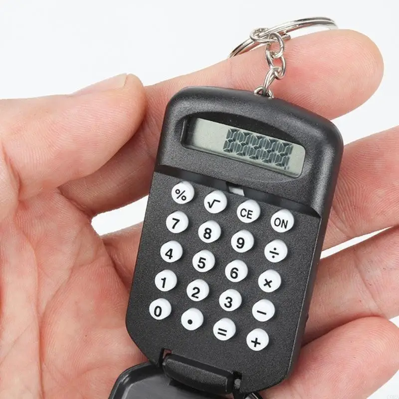 CORA Portable 8-Digit Keychain Calculator Set of 3 with Covers, Attached Rings, Quiet-Operation Buttons, and Batteries
