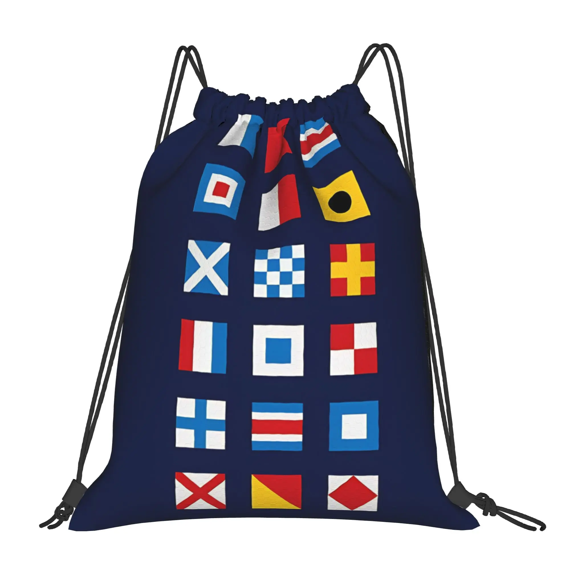 Nautical Color Vintage Sailing Portable Sports Riding Gym Drawstring Storage Sporty Backpacks