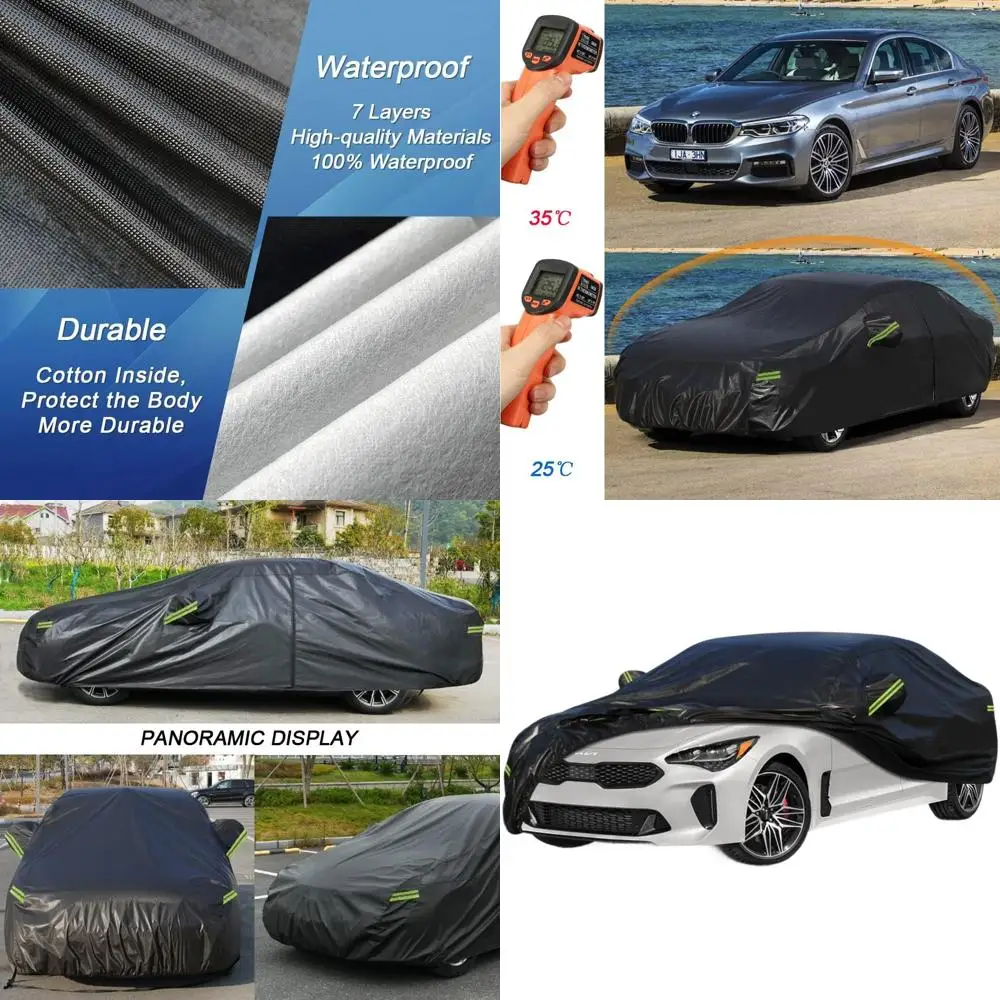 

Universal 7 Layers Car Cover for 2017-2025 Models, Outdoor Waterproof, All Weather Protection with Zipper Door (USA Warehouse, S