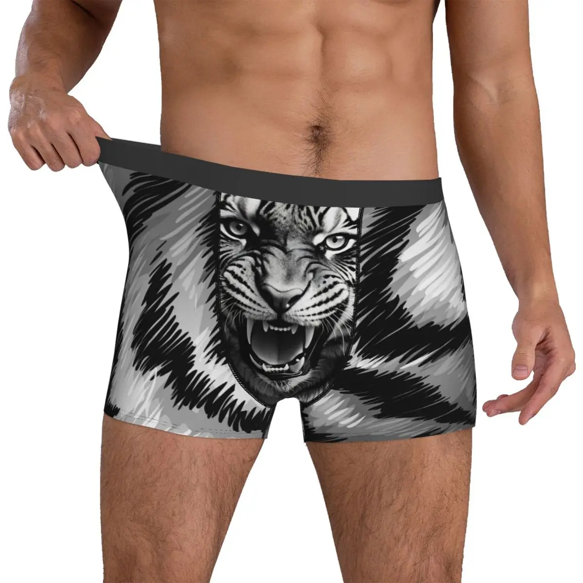 

Tiger Face Underwear Man Panties Printed Comfortable Trunk Trenky Shorts Briefs Plus Size 2XL