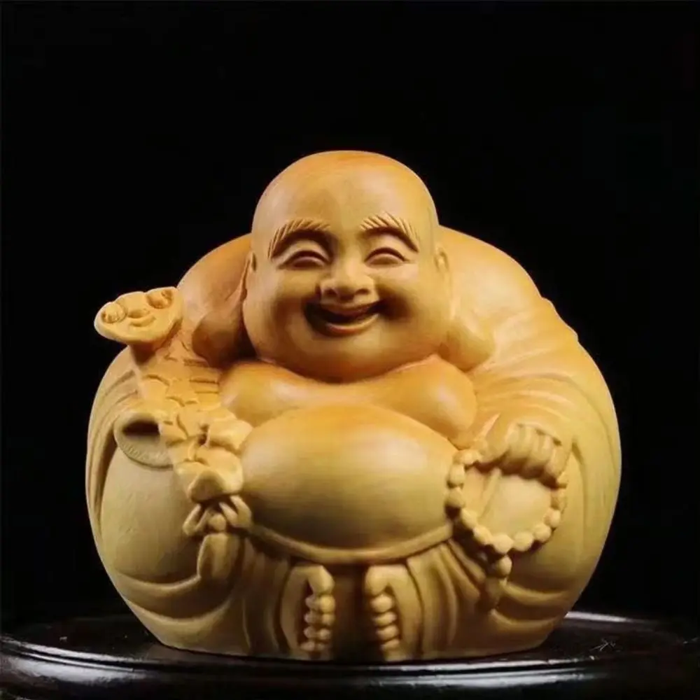 Miniature Laughing Buddha Statue Smiling Feng Shui Wealth Maitreya Buddha Figurine Traditional Buddha Craft Gift Home Desk Decor