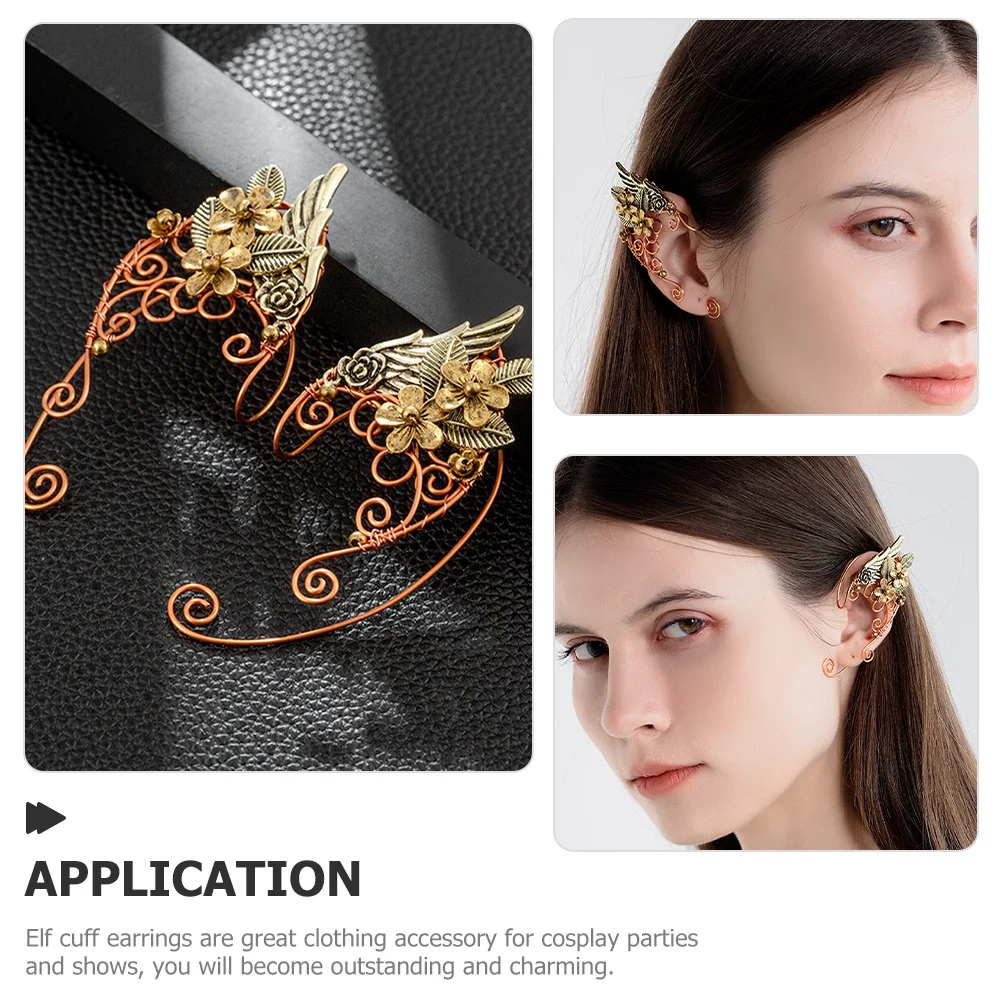 

1Pair Elf Earring Cuffs Full Ear Cuff for Women Non Piercing Flower Earrings Fashion Jewelry Accessories for Teens Daily