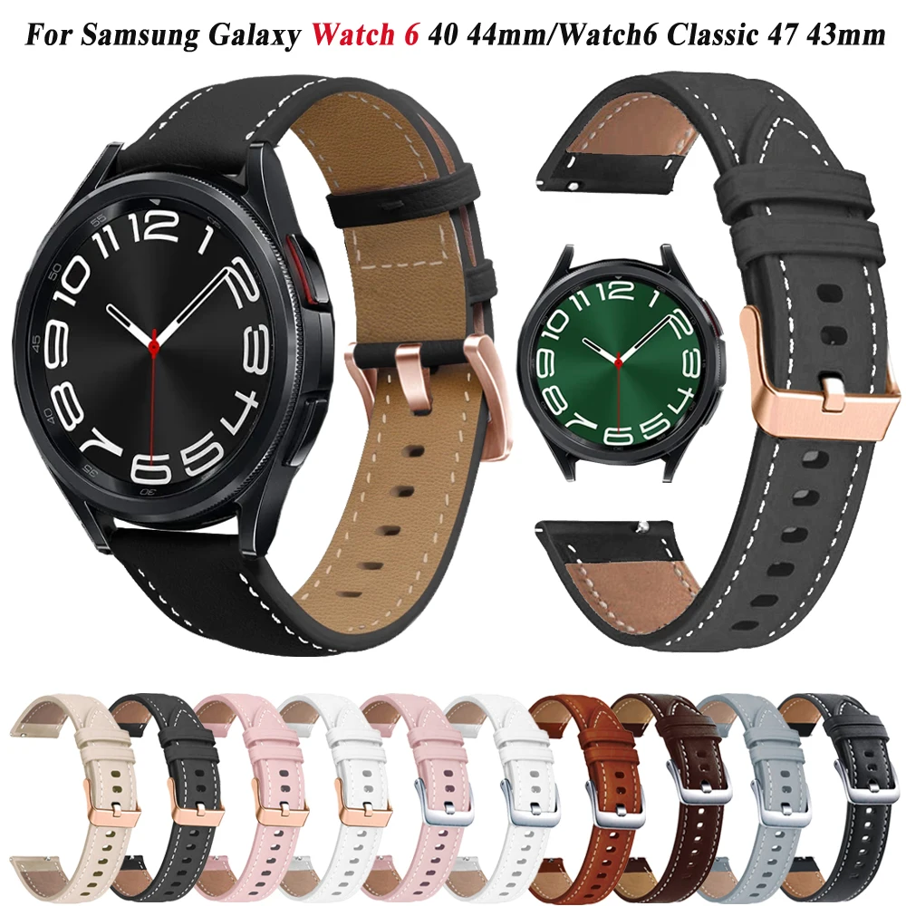 

Спортивный кожаный ремешок для Samsung Galaxy Watch 6 5 4 44 мм 40 мм/5 Pro 45 мм/4 6 classic 47 мм 46 мм 43 мм 42 мм