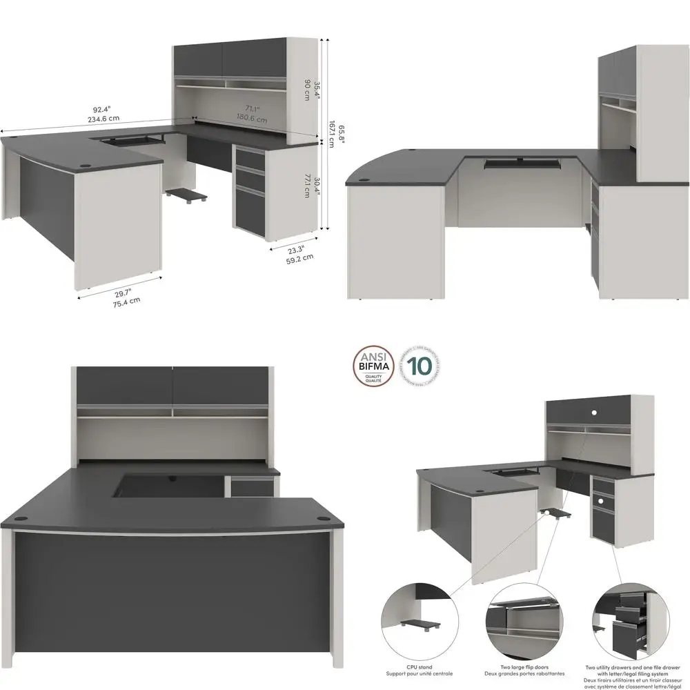 

Письменный стол U-образной формы с тремя ящиками, ширина 72 дюйма, отделка под песчаник