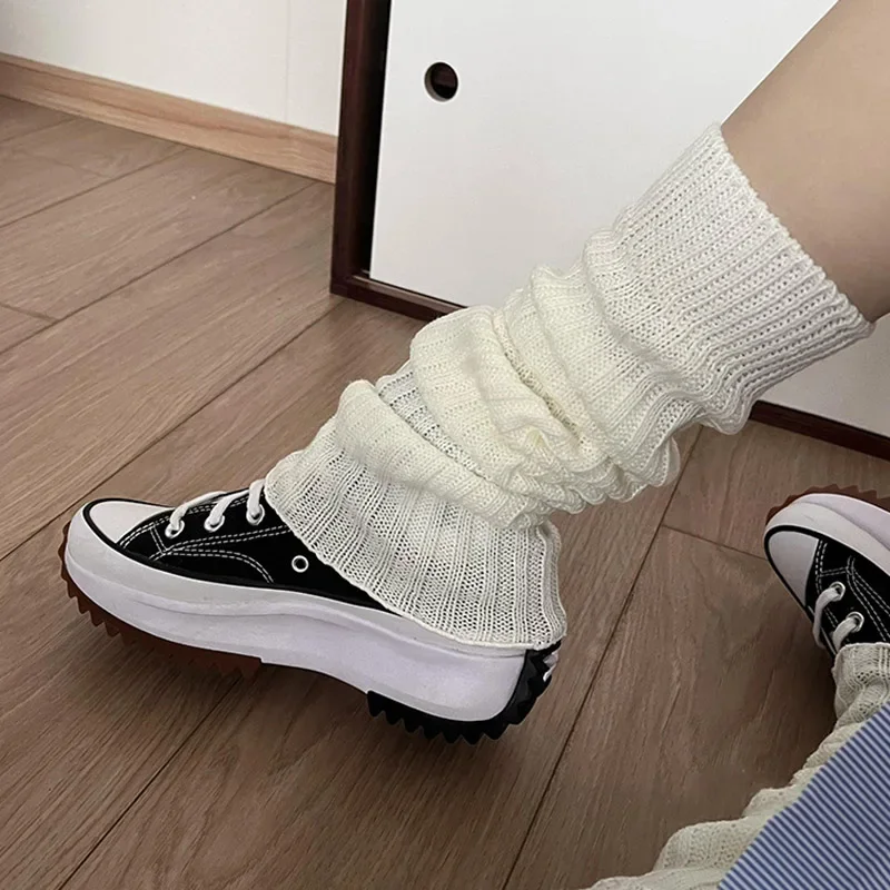 57cm süße japanische Lolita Beinlinge Frauen Knöchel wärmer für Mädchen Gothic lange Socken y2k dünne gestrickte Cosplay Haufen Haufen Socken