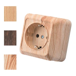 Wood Electrical Outlets Flame Retardant Power Sockets Paint Plastic EU Standard Wall Surface Classic Plugs Socket With Ground