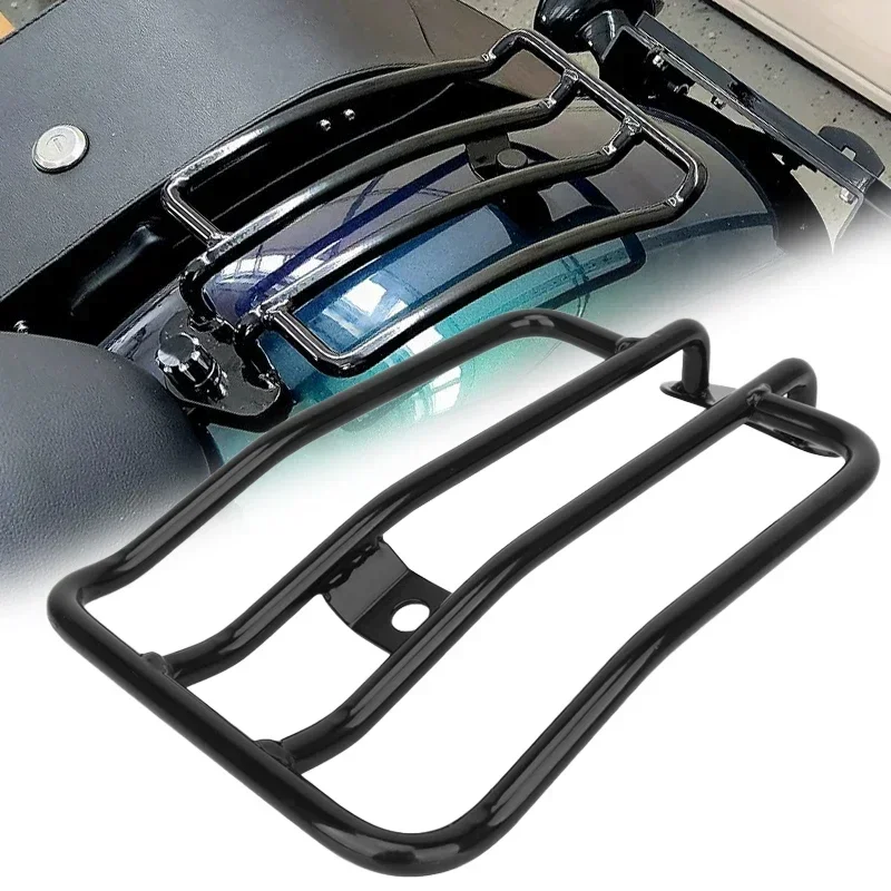 Motorcycle Rear Solo Seat Luggage Rack Support Shelf Gloss Black For Harley Sportster Iron XL 883 1200 2004-2021