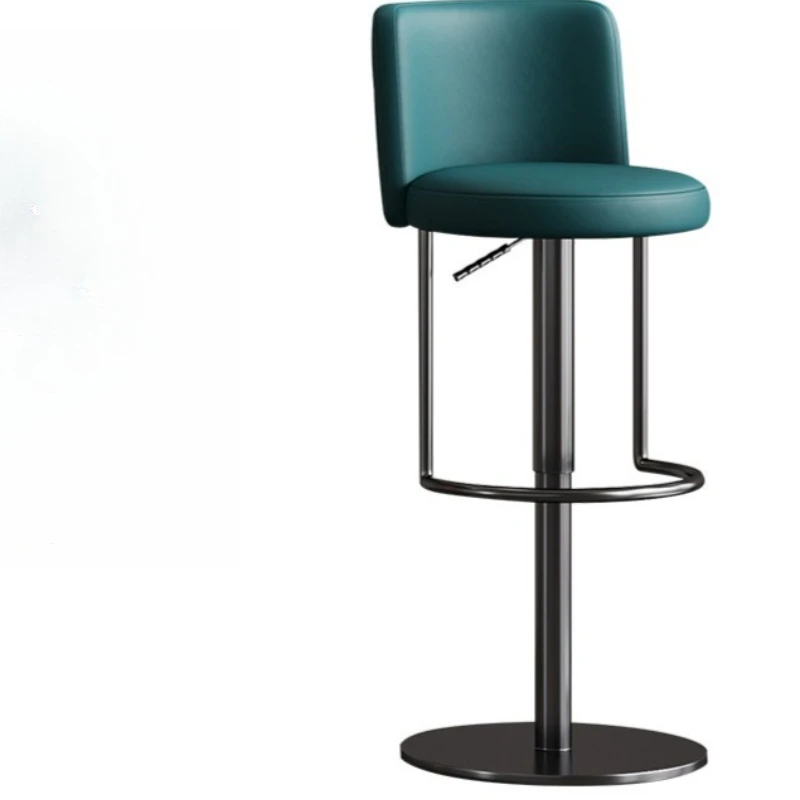 Kursi Bar Nordik Kursi Bar Logam Kulit Ergonomis untuk Pulau Dapur Furnitur Balkon Modern yang Nyaman dan Santai