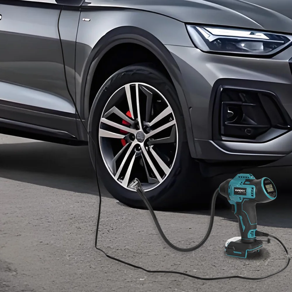 YOFIDRA Electric Air pump Portable Wireless Car Tire Inflator Digital Display Automatic Inflator Power Tool For 18V 21V Battery view 5