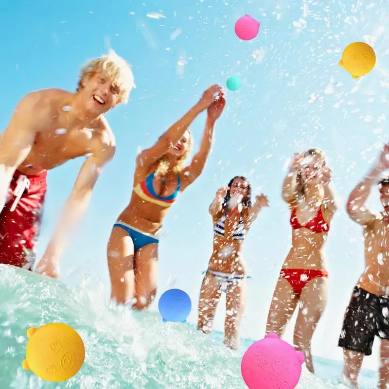 Reusable Water Baloons 16x Quick Filling Silicone Water Balls Summer Pool Beach Outdoor Games Fun For Kids & Adults