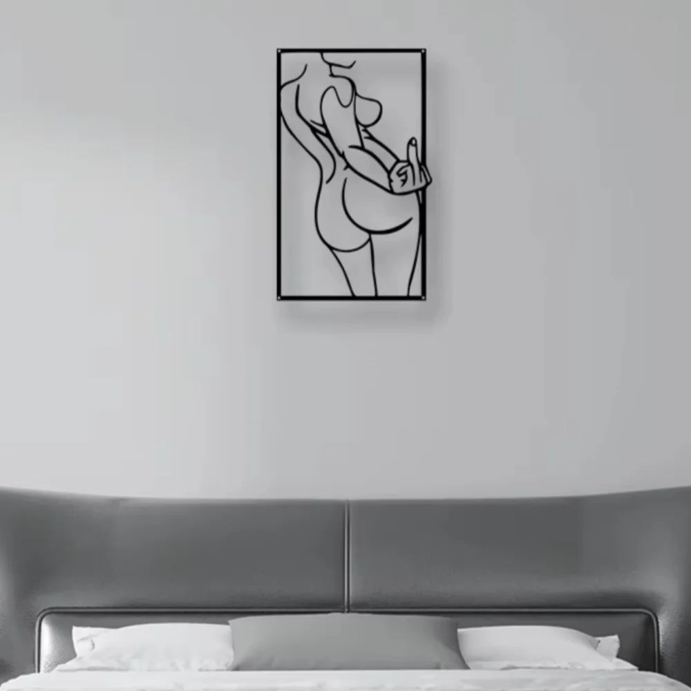 Sexy Girl Metal Wall Art Silhouette Cutout Signs Black Farmhouse Home Living Room Bedroom Door Wall Decoration Unique Design