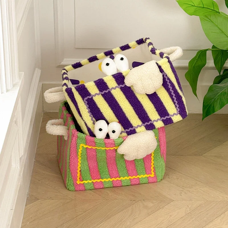 Little Monster Twill Clothes Toys Snacks Storage Basket Fabric Box Dopamine  Household