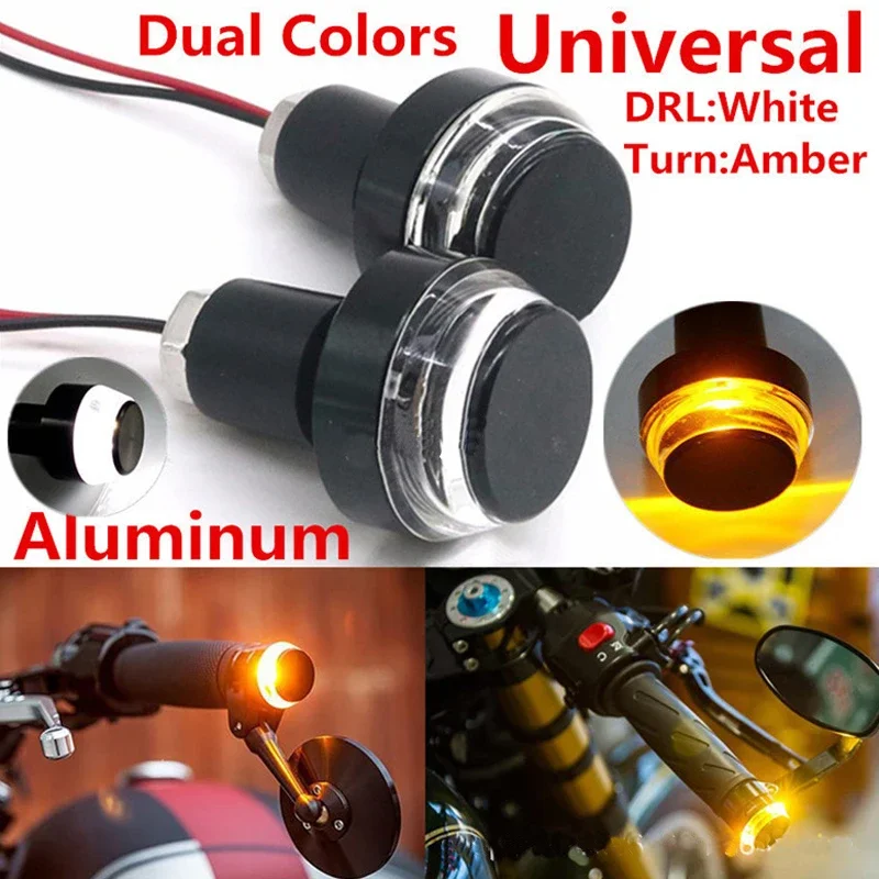 Motorcycle Handlebar LED Turn Signal Lights Led Handle Bar End Blinker Grip Plug Signal Light Flashing
