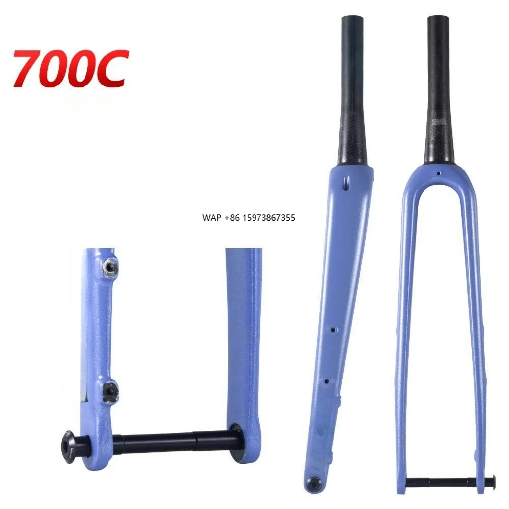 

700C Full Carbon Fiber Bike Hard Fork Tapered Tube Straight Through Shaft Disc Brake 100mm Road Bike Fork Bike Parts