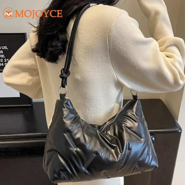 Winter Space Cotton Underarm Bags 2023 Korean Down Padded Women's Shoulder Bags Fashion Quilted Embroidered Thread Tote Handbags