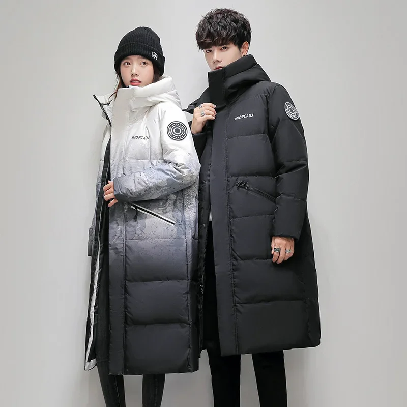 2024 inverno mens piumino di alta qualità moda coreana casual piumini maschile lungo anatra bianca addensato caldo con cappuccio Parka 3XL