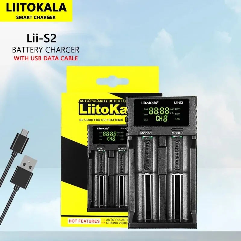 LiitoKala Lii-500 Lii-PD4 Lii-PD2 Lii-S2 Lii-S4 Lii-402 Lii-M4 Lii-M4S Carregador de bateria 18650 26650 21700 Bateria de lítio NiMH