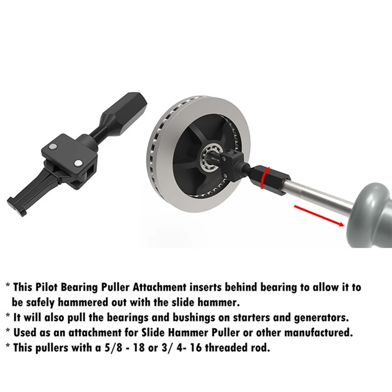 27059 Pilot Bearing Puller For Slide Hammer,2-Jaw Puller Pilot Bearing Removal Tool,For 5/8 X 18,3/4 X 16 Thread Rods