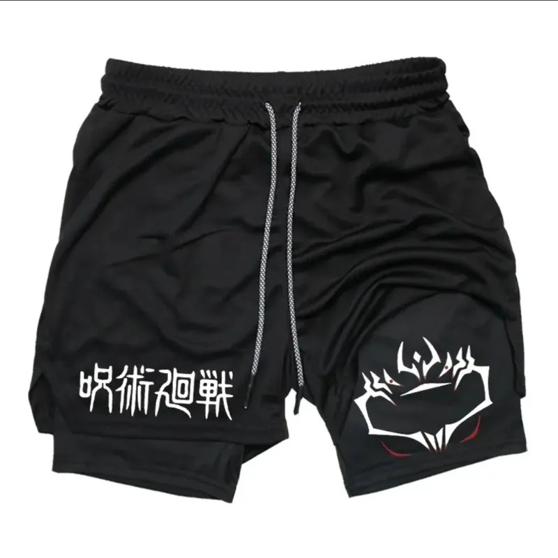

Anime Jujutsu Kaisen Performance Yuji Print Sport Running 2 in 1 Gym Shorts Training Men's Summer Workout Sportwear Y2K Shorts
