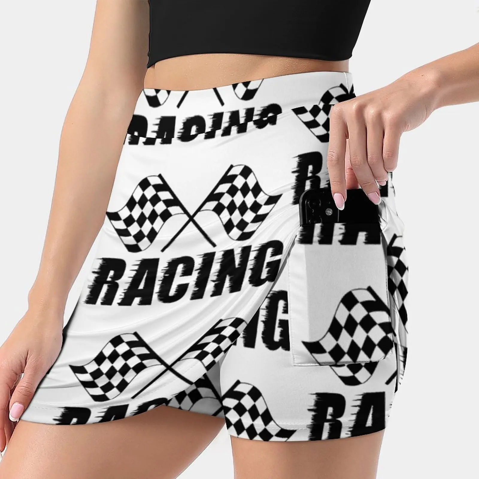 

Checkered Flag Korean Fashion Skirt Summer Skirts For Women Light Proof Trouser Skirt Checkered Flag Racing Racing Motorsport