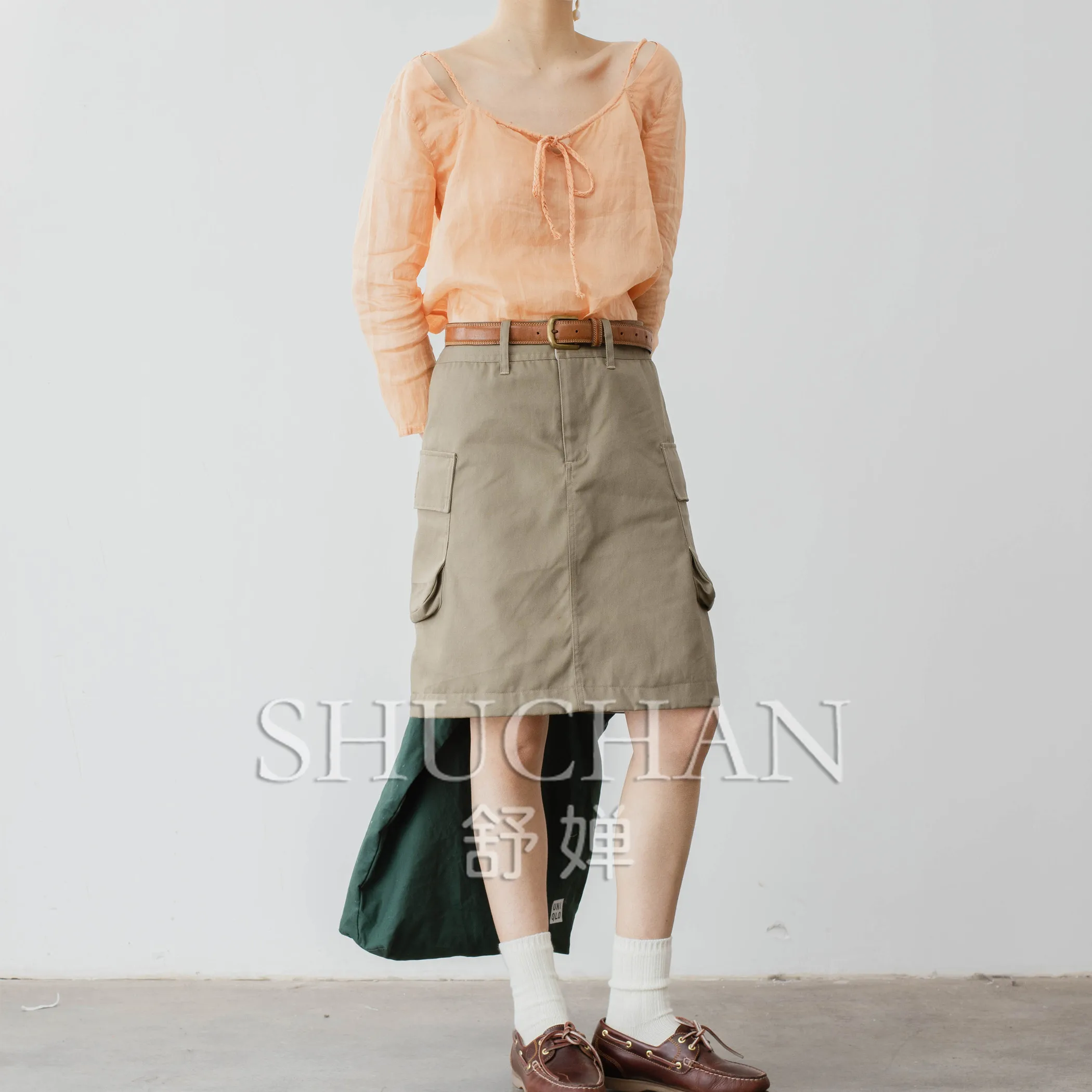 

Safari Style summer new 2024 design 100% cotton skirts for women faldas mujer moda Knee-Length