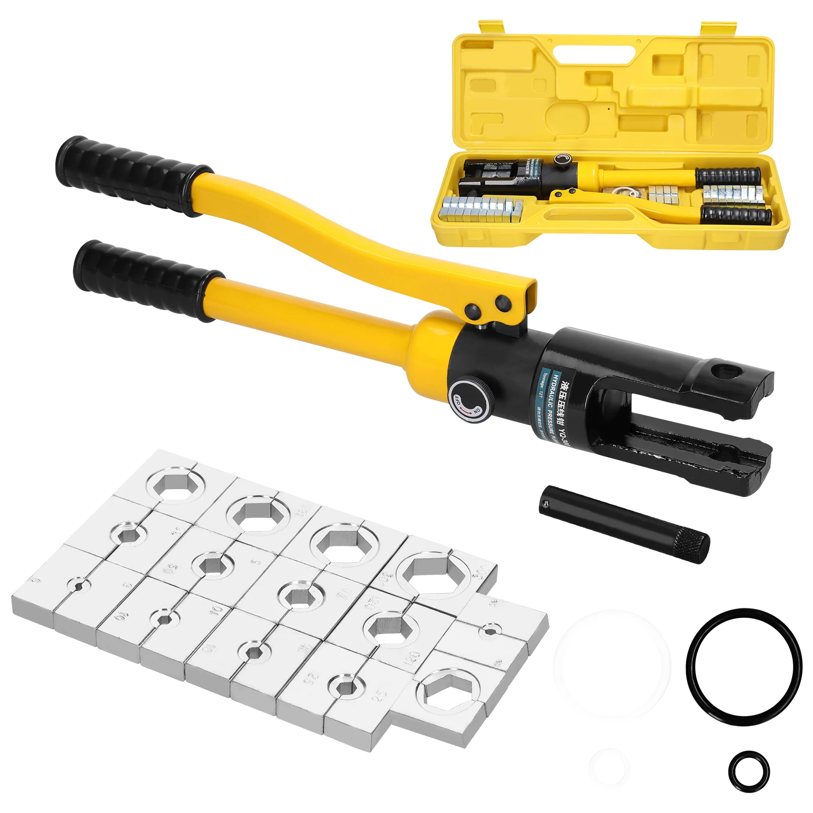 

12T Hydraulic Crimping Plier with Dies Copper Aluminum Cable Terminal Cold Pressing Tool Manual Hydraulic Hose Crimping Tool Set