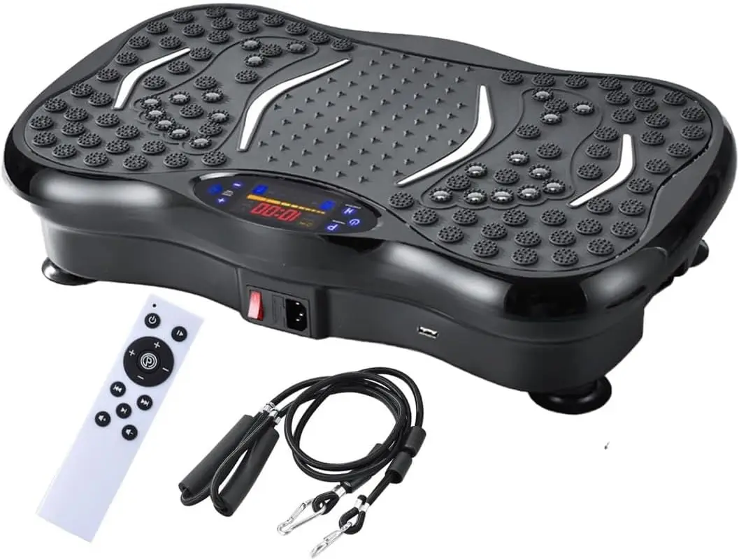 Vibration Plate Exercise Machine with Remote Control, Resistance Bands, Touch Control Panel, 22 Massage Magnets, Full Body Worko