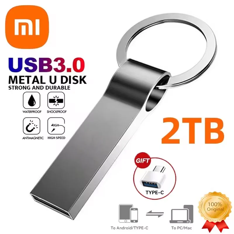 Xiaomi 2TB Metal Pen Drive USB 3.0 Flash Drive High-speed Data Transfer Memory Stick 1TB Ultra-slim Thumb Usb Memory Disk