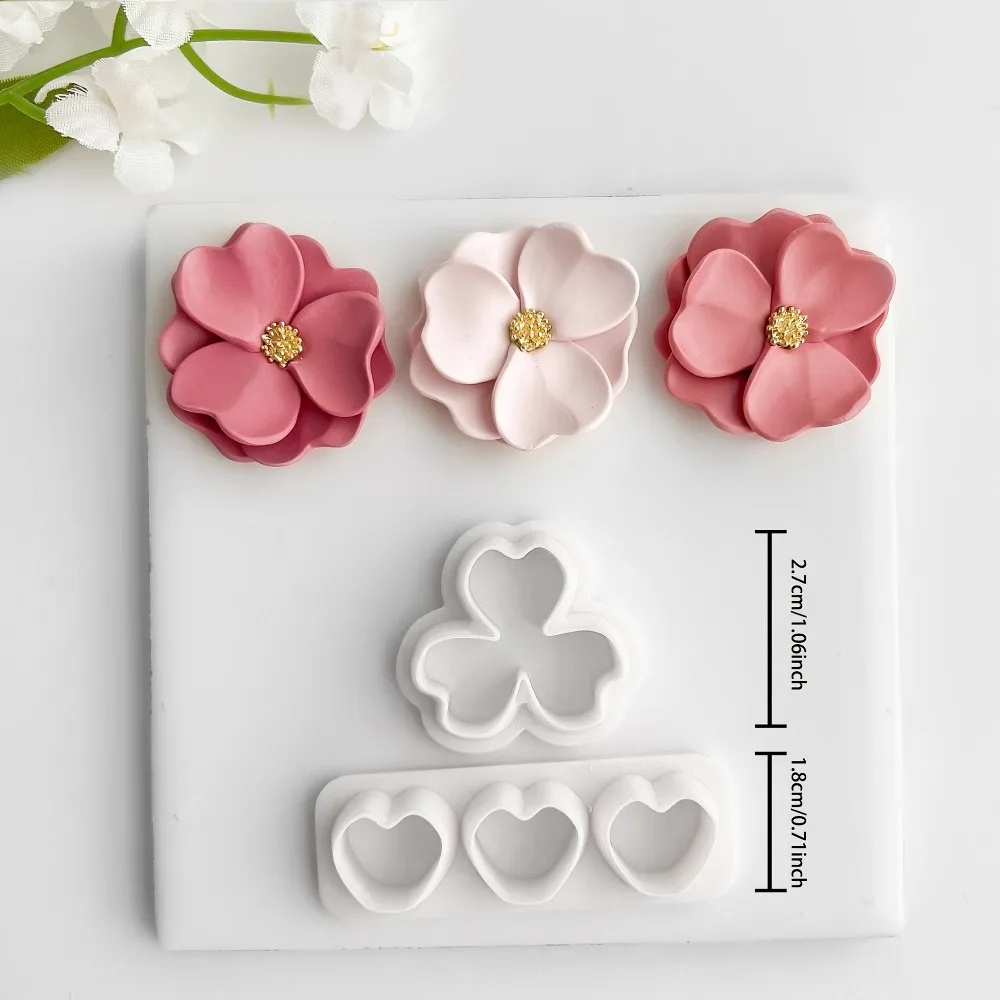 2-teiliges Herz-Blütenblatt-Fondant-Ausstechformen-Set, Keksausstecher für DIY-Kuchendekoration, Backen, Hochzeit & Abschluss Süße Bastelarbeiten – Detail 1