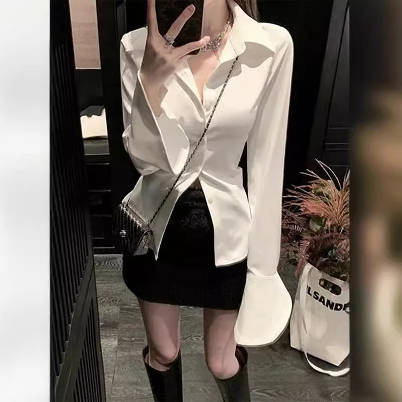 

Women's Chiffon Blouse with Turn-down Collar White Shirt Women Womens Tops Blusa Blanca Haut Femme Camisas De Mujer Ladies Bluz